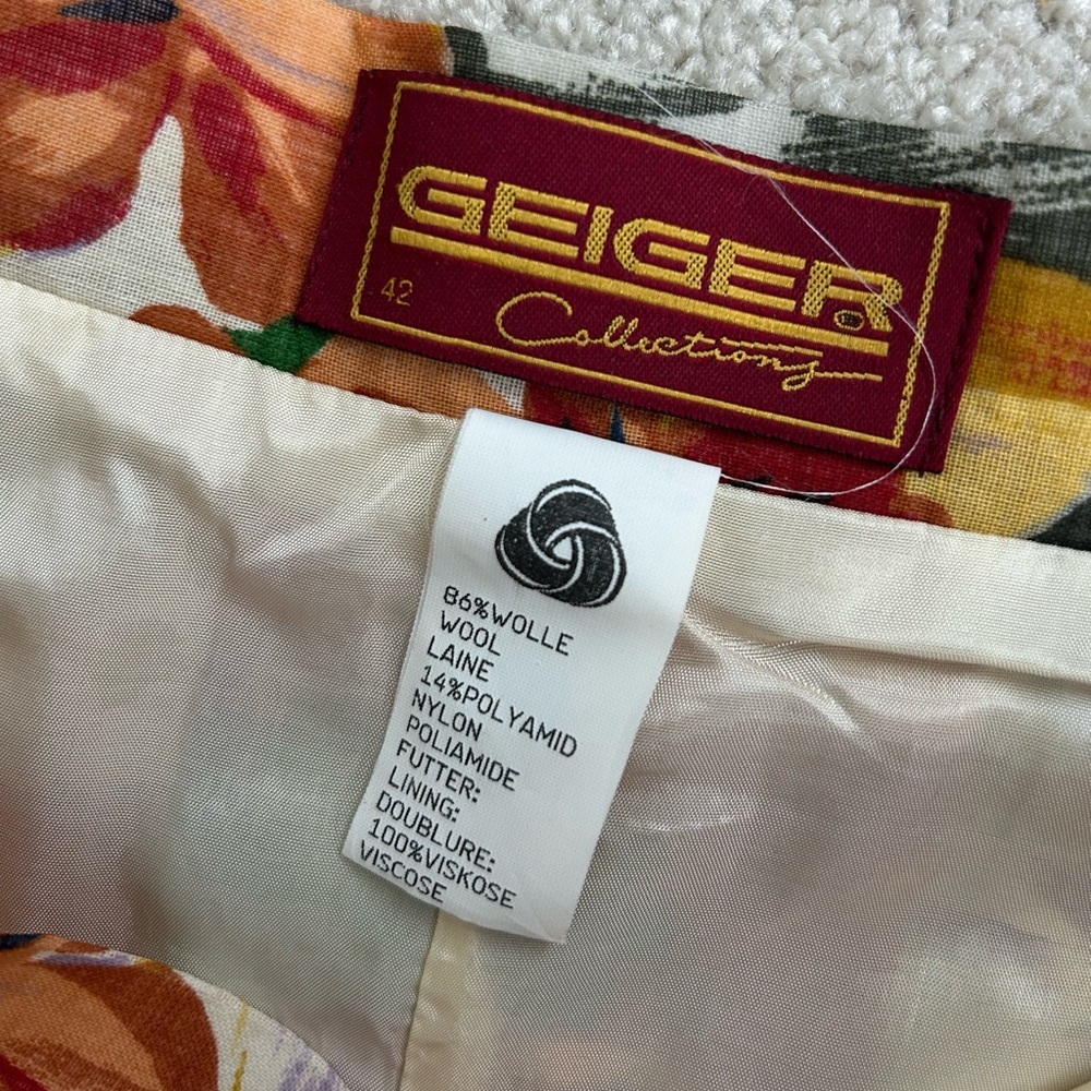 Vintage GEIGER Austrian Fine New Wool Colorful floral Pleated Skirt - Picture 6 of 11